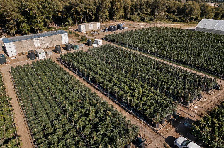 Aerial view of an international cultivation site